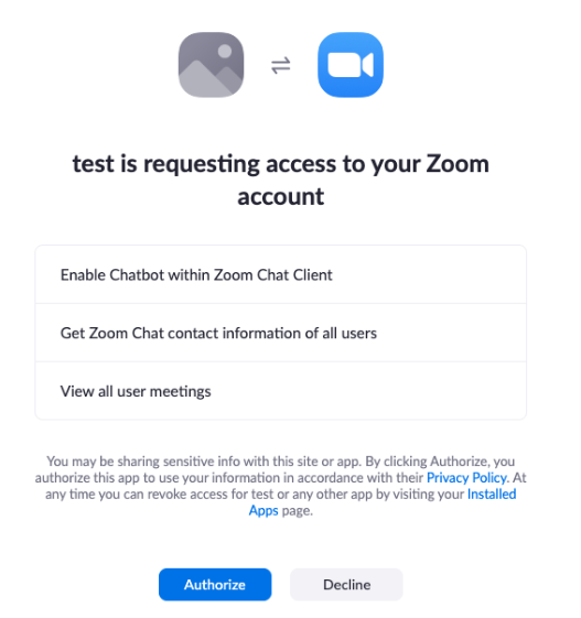 An example of the permission request dialog box.