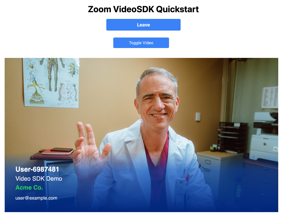 An example of a business card overlay on video
