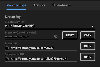 Stream Key/Url