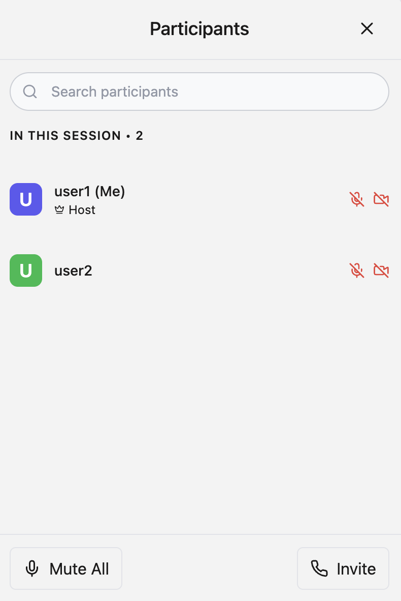Show user list and audio video statuses